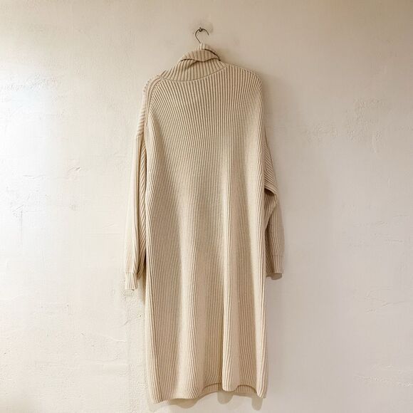 Babaton Maclean Merino Wool Turtleneck Sweater Dress in Light Birch Large - Picture 3 of 7